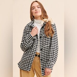 Pistola Libby Houndstooth Button Down Shirt Jacket